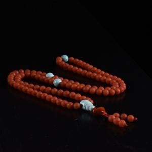 7mm柿子红南红108佛珠