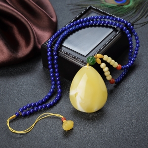 白花蜜蜡水滴吊坠