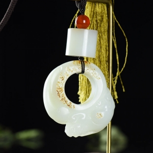 山流水料和田羊脂白玉守护玉琮手把件