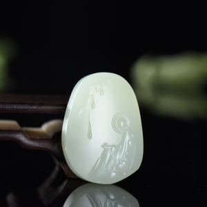 籽料和田白玉悟道吊坠