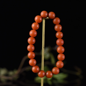 10mm柿子红南红单圈手串