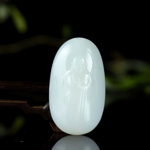 山流水料和田羊脂白玉弥勒佛吊坠