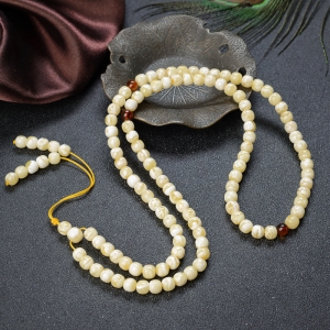 白花蜜蜡桶珠108佛珠