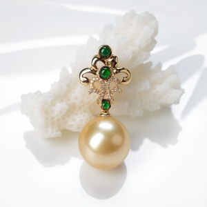 18K海水金色珍珠吊坠