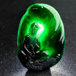 冰种墨翠观音吊坠