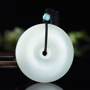 山流水料和田羊脂白玉平安扣吊坠