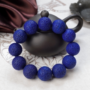 20mm天蓝色青金石回纹珠单圈手串