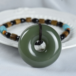 山料和田青玉圆满手把件