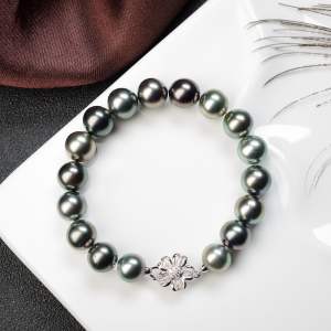 9mm海水黑色珍珠手链