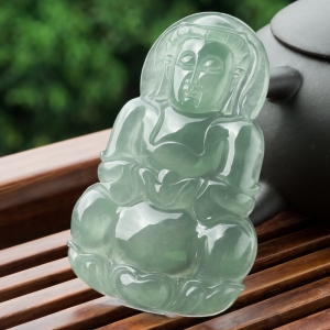 油青种翡翠观音吊坠