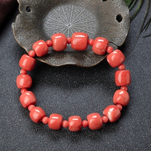 MOMO珊瑚桶珠单圈手串