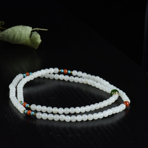 5.5mm籽料和田白玉108佛珠