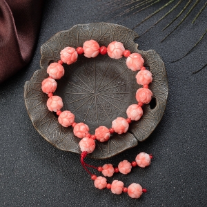 深水珊瑚莲花珠单圈手串