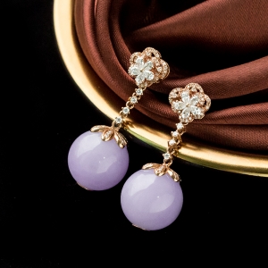 18K糯冰种紫罗兰翡翠耳坠