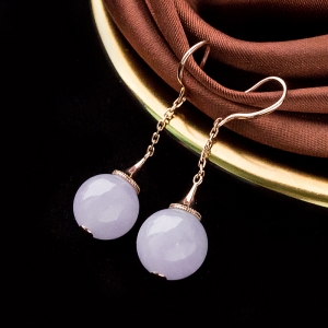 18K糯冰种紫罗兰翡翠耳坠