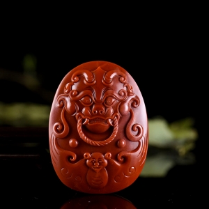 柿子红南红守护吊坠