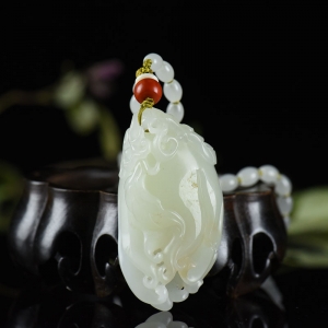 籽料和田白玉佛手手把件