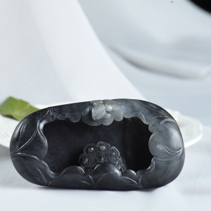 籽料和田玉青花荷塘香插