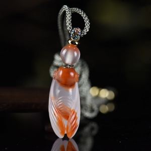 冰飘南红一鸣惊人吊坠