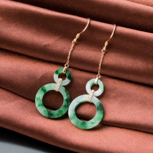 18K花青种翡翠耳坠