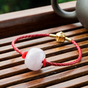 糯冰种浅紫翡翠手链