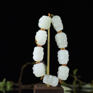山流水料和田白玉十八罗汉单圈手串
