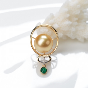 18K海水金色珍珠吊坠