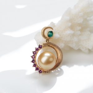 18K海水金色珍珠吊坠