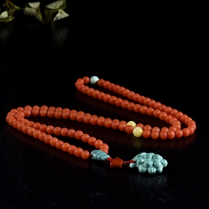 6mm柿子红南红108佛珠