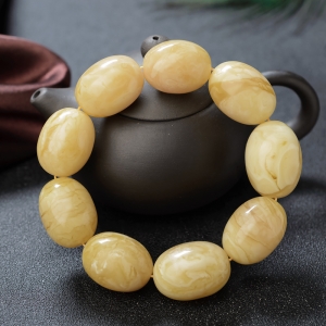 白花蜜蜡枣珠单圈手串