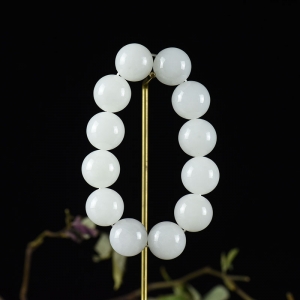 18mm山料和田羊脂白玉单圈手串