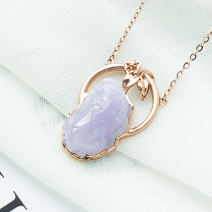 18K糯冰种紫罗兰翡翠貔貅项链