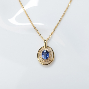 18K蓝色蓝宝石吊坠