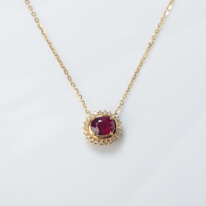 18K鸽血红红宝石项链