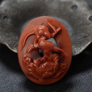 柿子红南红鸟语花香吊坠