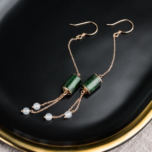 18K花青种翡翠耳坠