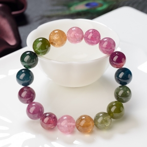 12.5mm彩虹碧玺单圈手串