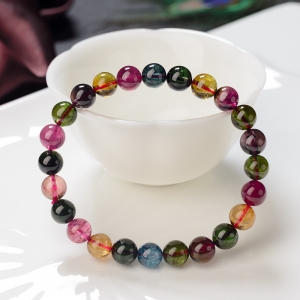 7.5mm彩虹碧玺单圈手串