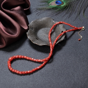 阿卡珊瑚桶珠塔链