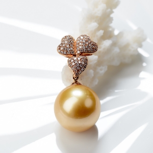 18K海水金色珍珠吊坠