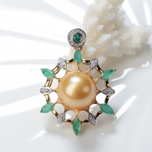 18K海水金色珍珠吊坠