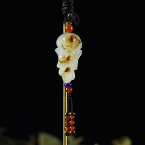 山流水料和田白玉罗汉吊坠