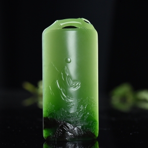 山料和田碧玉山水人家吊坠