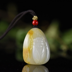 籽料和田白玉一鸣惊人吊坠