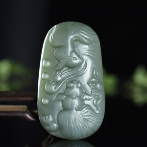 山料和田碧玉年年有余吊坠