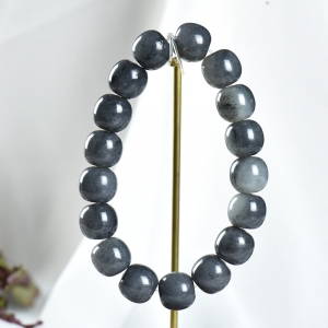 籽料和田玉青花老形珠单圈手串