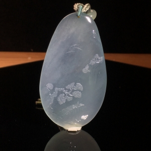 冰种翡翠山水牌吊坠