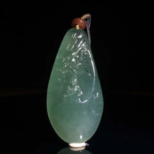 糯冰种晴水翡翠御龙观音吊坠