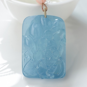 海蓝宝石花牌吊坠