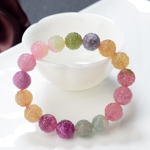 11mm碧玺回纹珠单圈手串